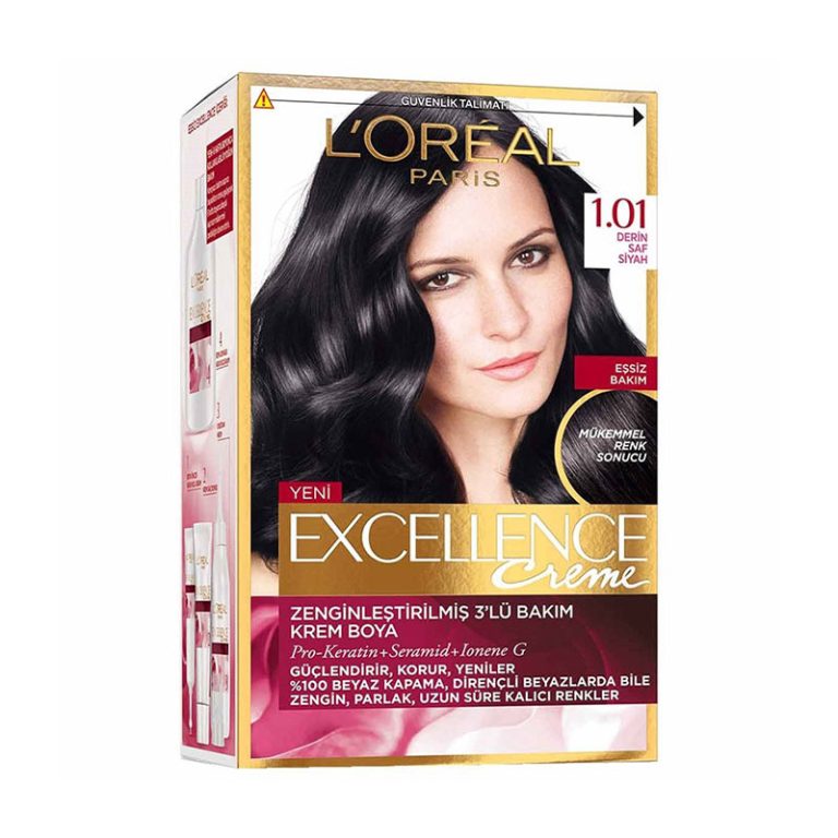 کیت رنگ مو لورآل (L'Oreal) مدل Excellence شماره 1.01 حجم 48 میلی‌ لیتر