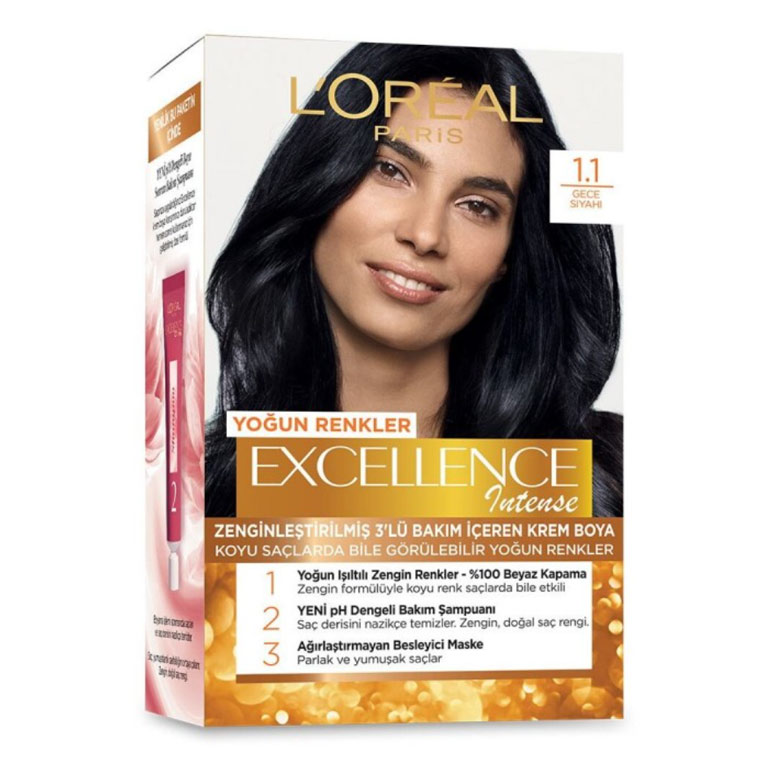 CV67RBVU56VY65U56 کیت رنگ مو لورآل (L'Oreal) مدل Excellence شماره 1.1 حجم 48 میلیلیتر