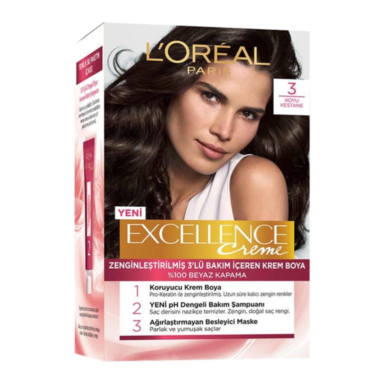کیت رنگ مو لورآل (L'Oreal) مدل Excellence شماره 3 حجم 48 میلی لیتر