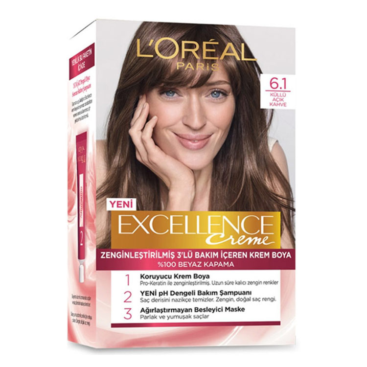 کیت رنگ مو لورآل (L'Oreal) مدل Excellence شماره 6.1 حجم 48 میلی‌لیتر