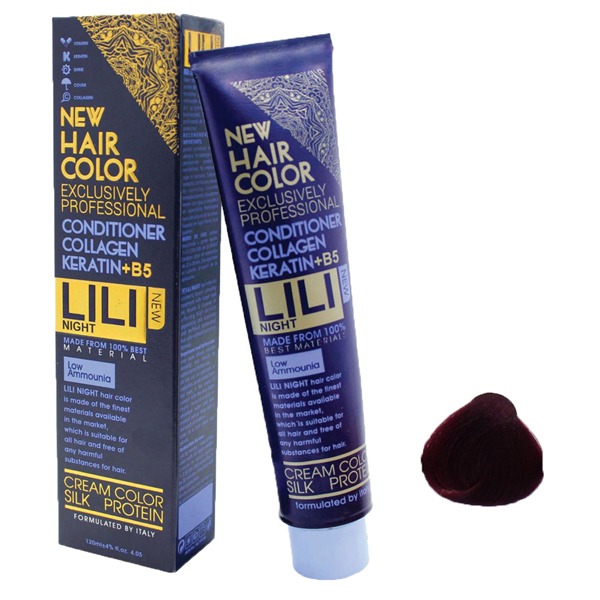 رنگ مو کم آمونیاک لی لی نایت (Lili Night) شماره 7.62 رنگ بلوند شرابی تیره حجم 120 میلی لیتر