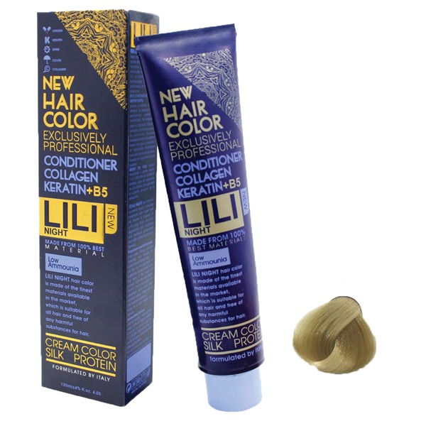 رنگ مو کم آمونیاک لی لی نایت (Lili Night) شماره 8.13 رنگ بلوند کنفی متوسط حجم 120 میلی لیتر