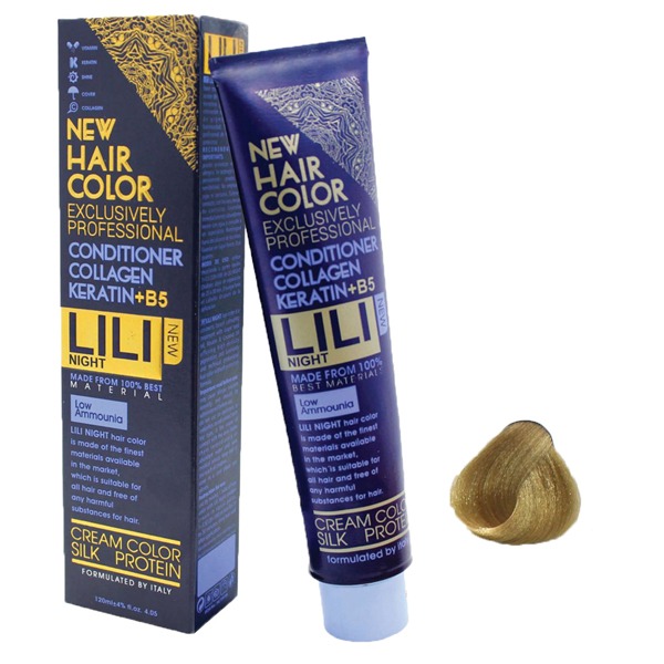رنگ مو کم آمونیاک لی لی نایت (Lili Night) شماره 8.36 رنگ بلوند تنباکویی روشن حجم 120 میلی لیتر