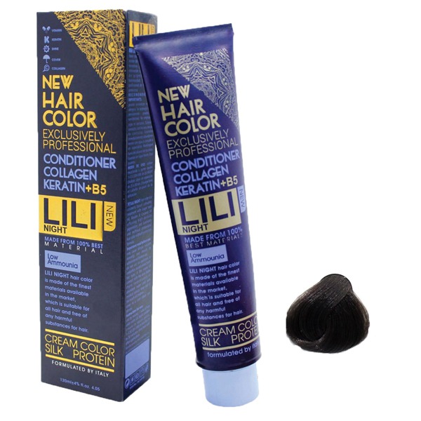 رنگ مو کم آمونیاک لی لی نایت (Lili Night) شماره A5 رنگ قهوه ای خاکستری روشن حجم 120 میلی لیتر