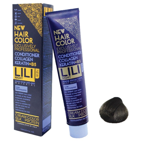 رنگ مو کم آمونیاک لی لی نایت (Lili Night) شماره M6 رنگ قهوه ای زیتونی حجم 120 میلی لیتر
