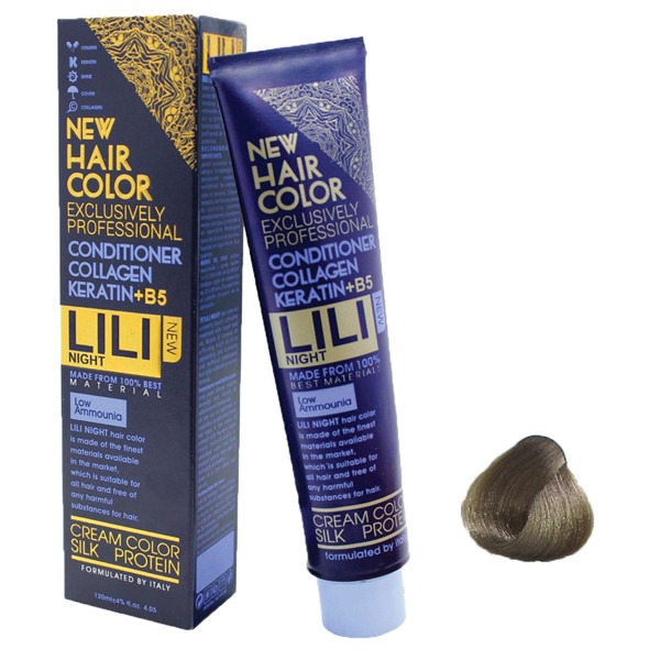 رنگ مو کم آمونیاک لی لی نایت (Lili Night) شماره M8 رنگ بلوند زیتونی متوسط حجم 120 میلی لیتر