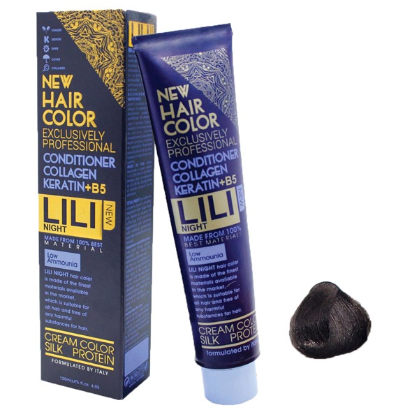 رنگ مو کم آمونیاک لی لی نایت (Lili Night) شماره N5 رنگ قهوه ای روشن حجم 120 میلی لیتر