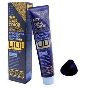 رنگ مو کم آمونیاک لی لی نایت (Lili Night) شماره PR15 رنگ آبی کاربنی حجم 120 میلی لیتر