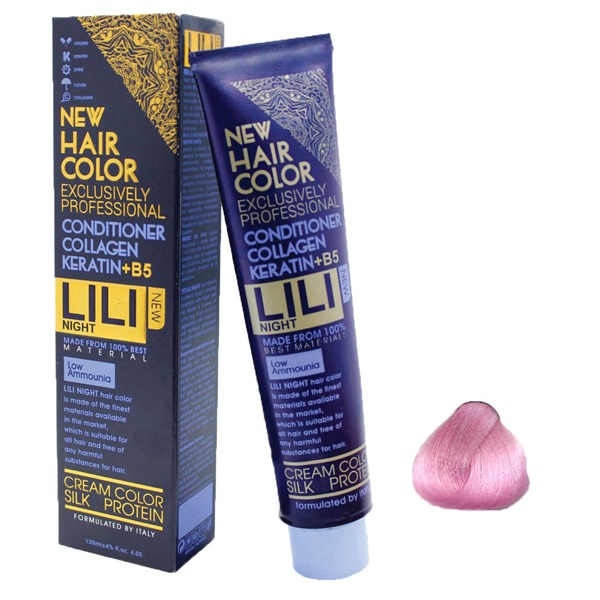 رنگ مو کم آمونیاک لی لی نایت (Lili Night) شماره PR3 رنگ صورتی باربی حجم 120 میلی لیتر