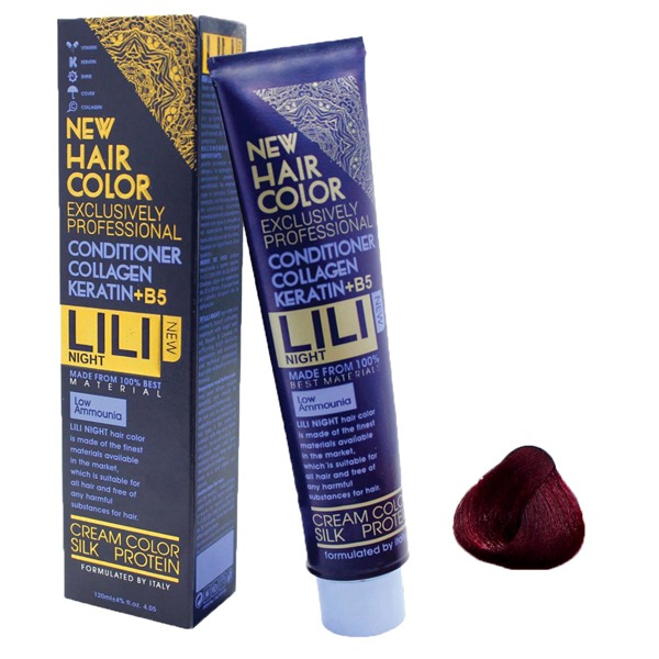 رنگ مو کم آمونیاک لی لی نایت (Lili Night) شماره PR5 رنگ قرمز آلبالویی حجم 120 میلی لیتر