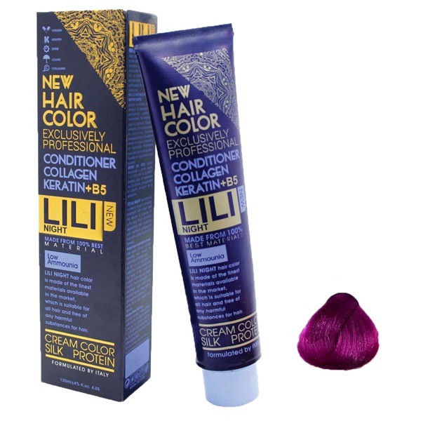 رنگ مو فانتزی کم آمونیاک لی لی نایت (Lili Night) شماره F2 رنگ سرخابی حجم 30 میلی لیتر