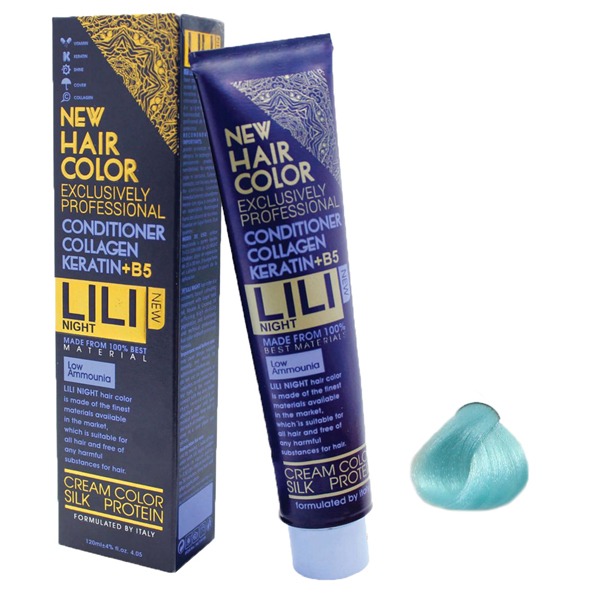 رنگ مو فانتزی کم آمونیاک لی لی نایت (Lili Night) شماره F8 رنگ آبی آسمانی حجم 30 میلی لیتر