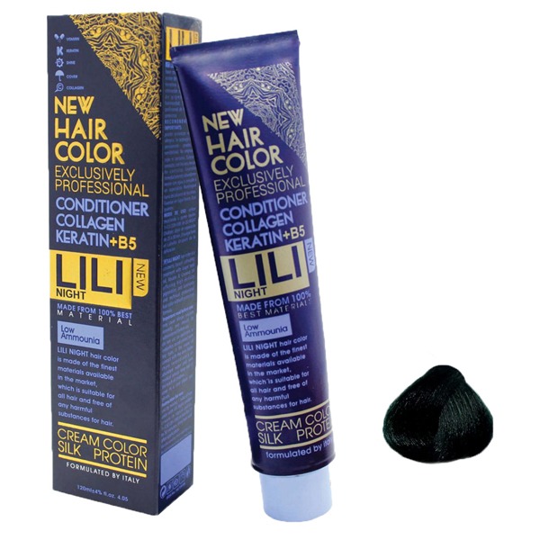 رنگ مو فانتزی کم آمونیاک لی لی نایت (Lili Night) شماره F10 رنگ سبز کله غازی حجم 30 میلی لیتر