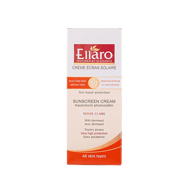 1679 (70156321663329684c) ضد آفتاب الارو (Ellaro) با spf 50 مناسب انواع پوست بژ روشن حجم 50 میلیلیتر